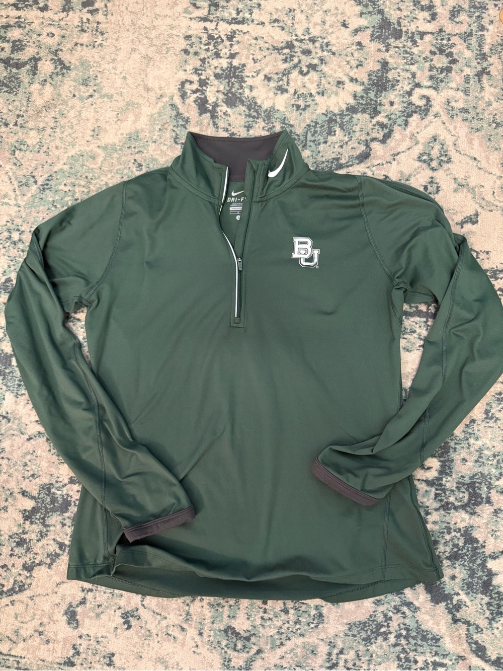 Women’s Baylor University Nike Green Dri-FIT 1/4 Zip Pullover large